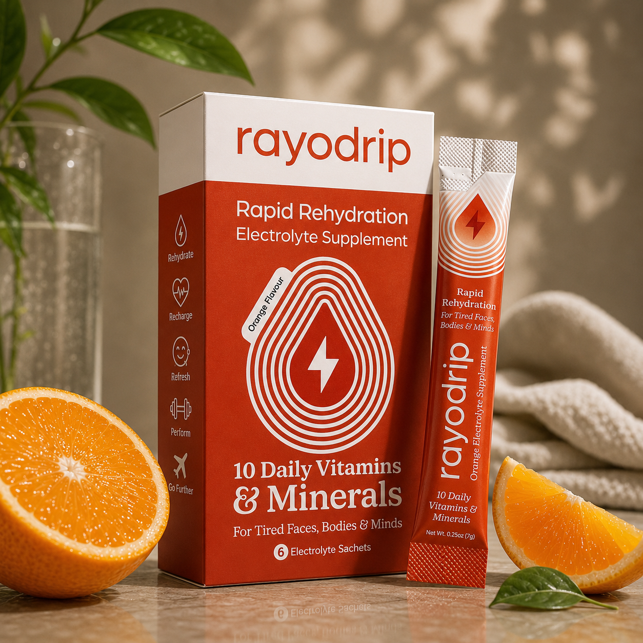 RAYODRIP : ORANGE ELECTROLYTE SACHET BOX